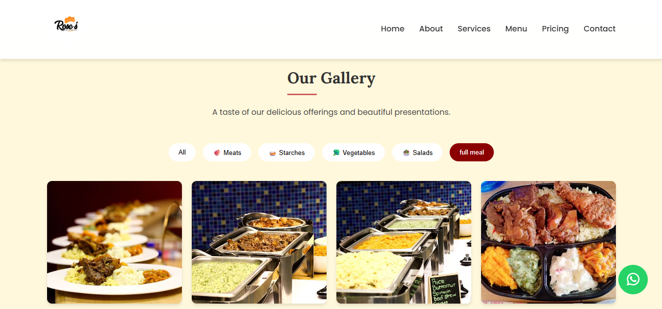 catering website design